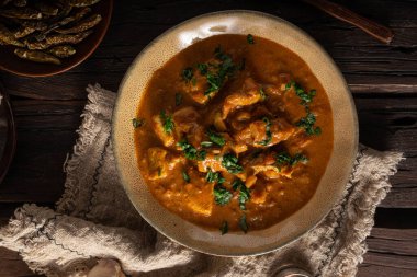 Original chicken curry with spicy jalapeno peppers clipart