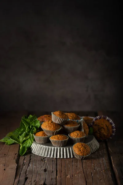 Deliciosos Muffins Canela Fotografia Comida Caseira Rústico — Fotografia de Stock