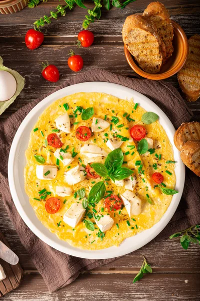Delicious Bio Eggs Omelette Vegetables Cheese — Photo