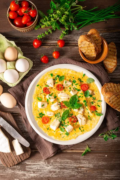 Delicious Bio Eggs Omelette Vegetables Cheese — Foto de Stock