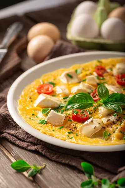 Delicious Bio Eggs Omelette Vegetables Cheese —  Fotos de Stock