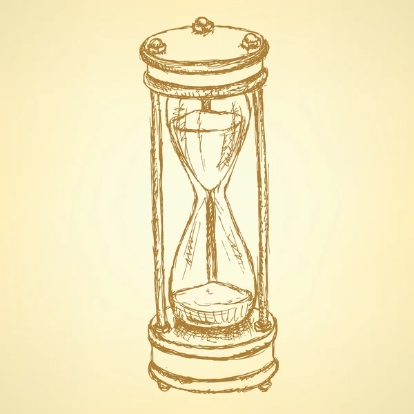 Σκίτσο ρολόι άμμου, διάνυσμα φόντο vintage — Διανυσματικό Αρχείο