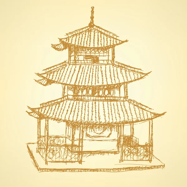Skizze chinesischer Tempel, Vektorhintergrund Folge 10 — Stockvektor