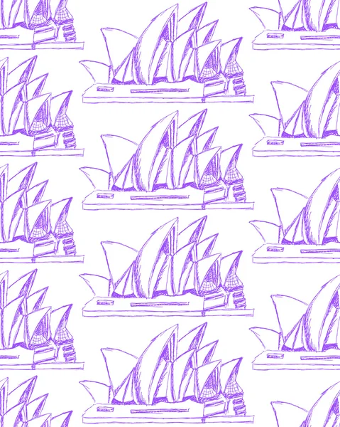 Sketch Sydney opera, vector seamless pattern — Stock Vector