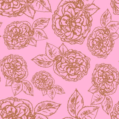 gül yaprakları, vektör seamless modeli ile kroki