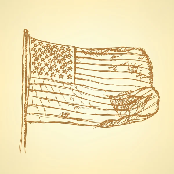 Vlag van Verenigde Staten, vector achtergrond schets — Stockvector