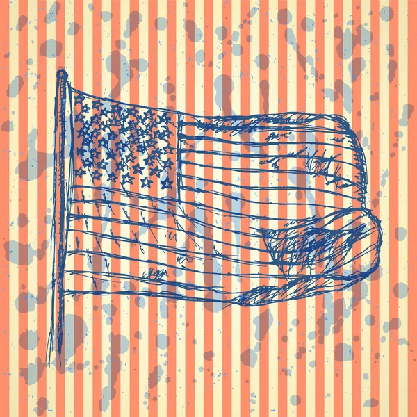 Vlag van Verenigde Staten, vector achtergrond schets — Stockvector
