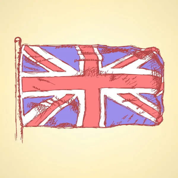 Sketch Unaited Kingdom flag, vector background — Stock Vector