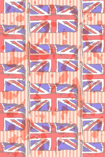 Skizze Flagge von Großbritannien, Vektor nahtloses Muster — Stockvektor