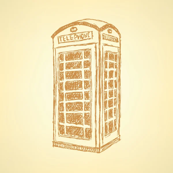Bosquejo cabina de teléfono de Londres, vector de fondo — Archivo Imágenes Vectoriales