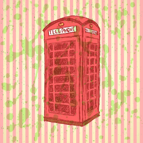 Sketch London phone cabin, vector  background — Stock Vector