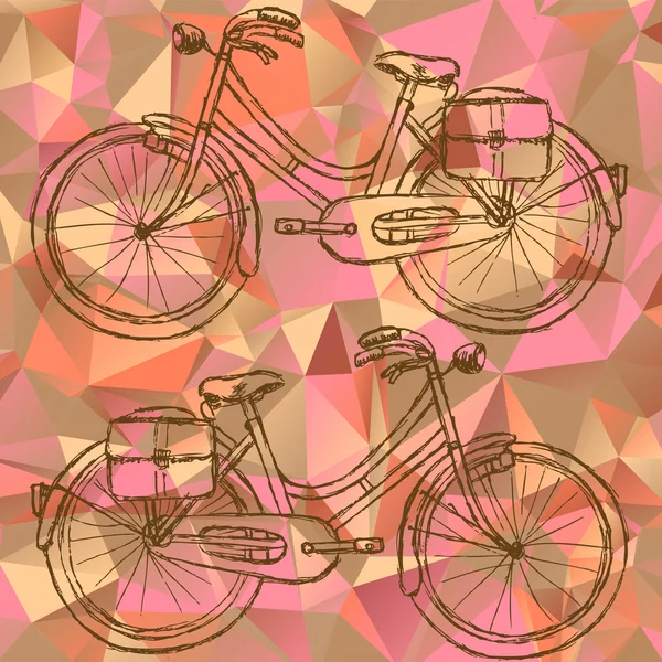 Schets fiets op driehoeken achtergrond — Stockvector