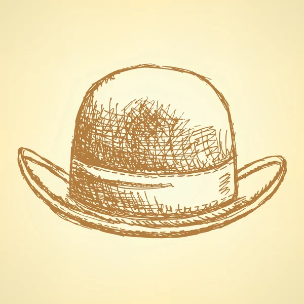 Esquisse chapeau rétro gentelmen, fond vectoriel — Image vectorielle