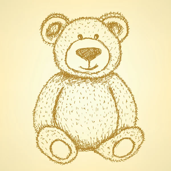 Sketch Teddy bear, vector vintage background — Stock Vector