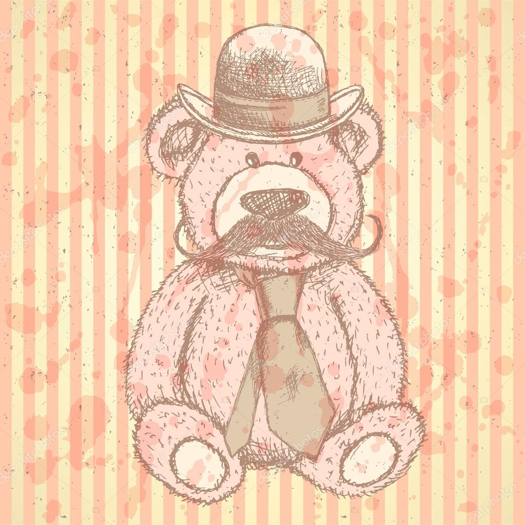 teddy bear with mustache