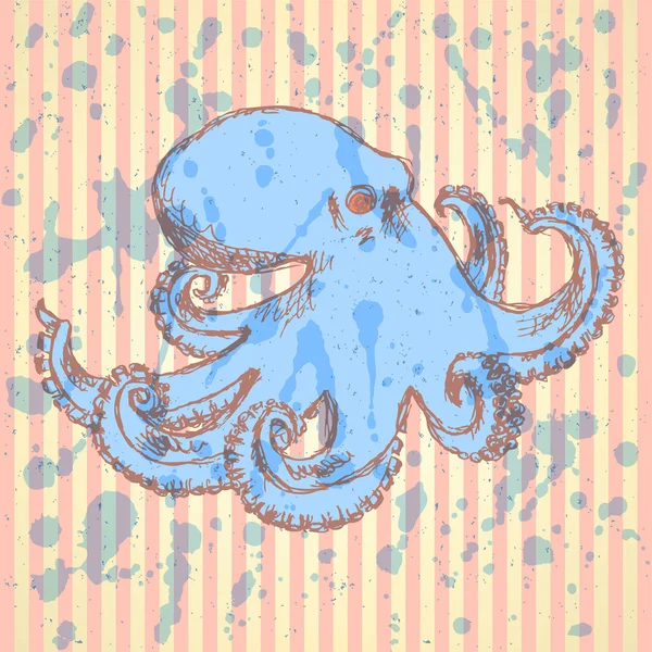 Dibujo pulpo, fondo vectorial — Archivo Imágenes Vectoriales