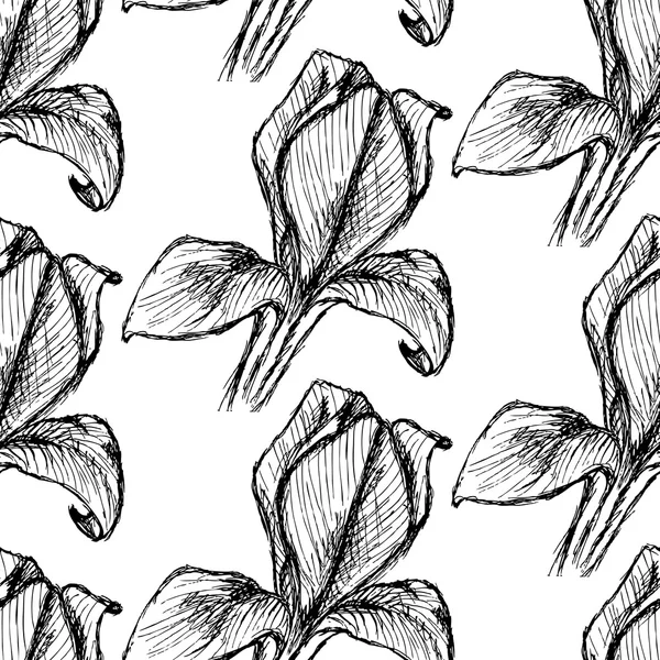 Croquis iris, motif vectoriel vintage sans couture — Image vectorielle