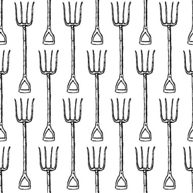 Kroki Bahçe çatal, vektör seamless modeli