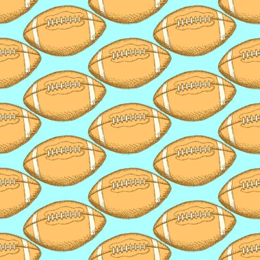 Amerikan futbolu topu, vektör seamless modeli kroki