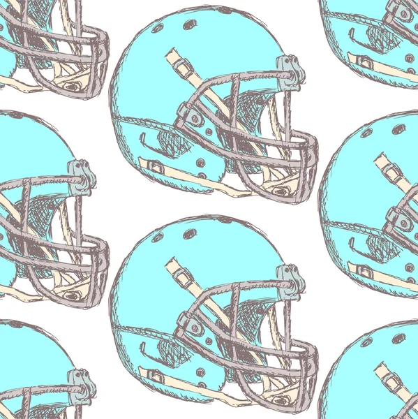素描橄榄球头盔，矢量无缝模式 — 图库矢量图片