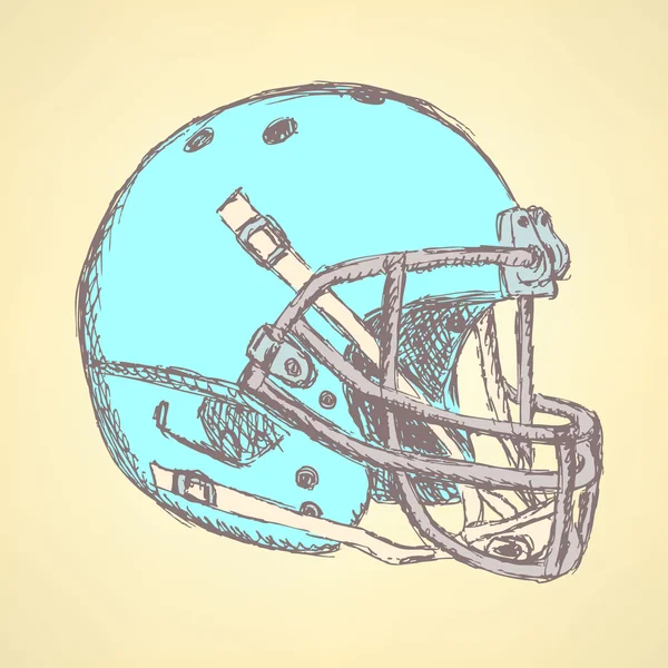 Sketch football helmet, vector vintage background — Stock Vector