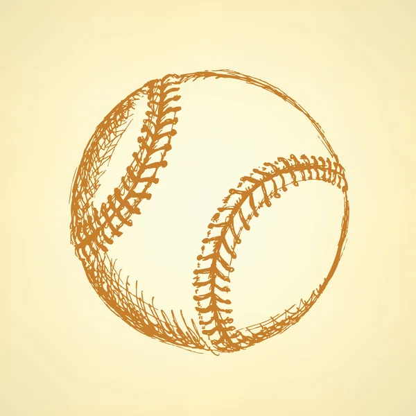 Sketch cute baseball ball, vector  background