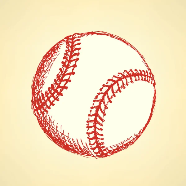 Ескіз милий бейсбольний м'яч, векторний фон — стоковий вектор