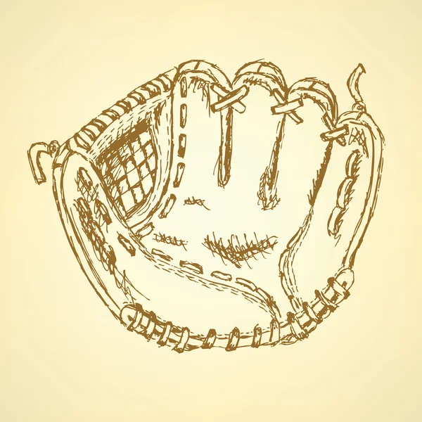 Honkbal handschoen sketch, vector vintage achtergrond — Stockvector