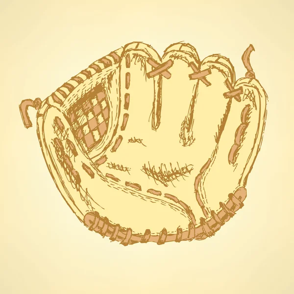 Sketch baseball glove, vector vintage background — Stock Vector