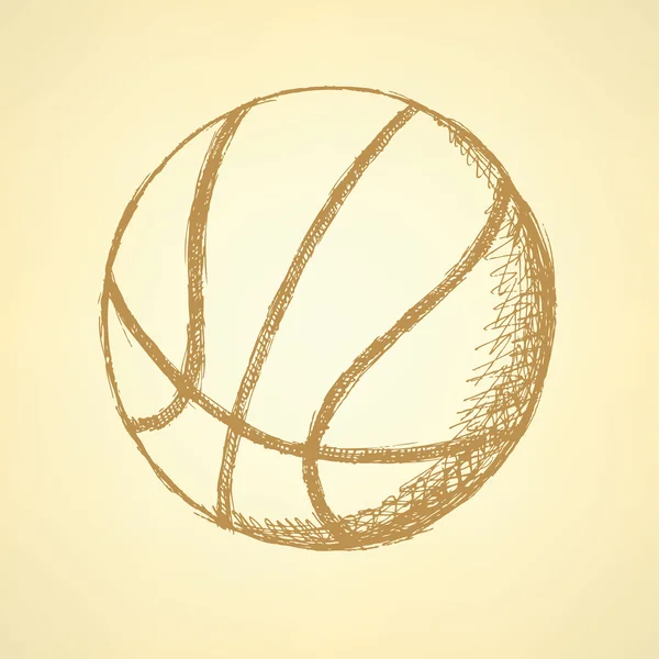 Basketbol topu kroki, antika arka plan vektör — Stok Vektör