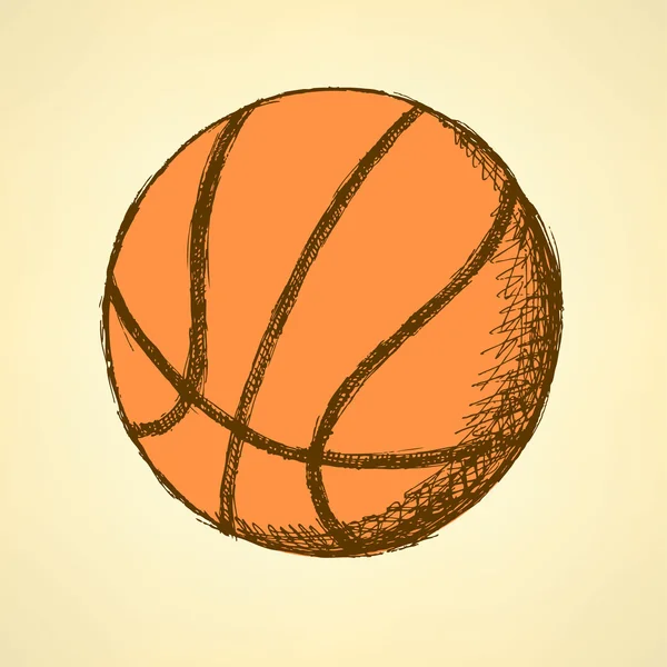 Σκίτσο μπάλα μπάσκετ, διανυσματικά vintage φόντο — Διανυσματικό Αρχείο