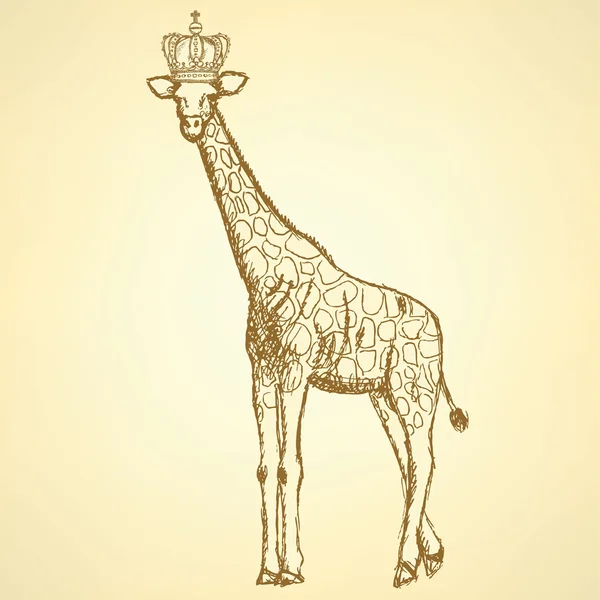 Skiss giraff i krona, bakgrund — Stock vektor