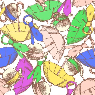 şemsiye, şapka ve kravat kroki