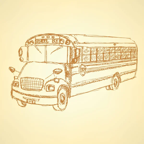 Croquis autobus scolaire mignon — Image vectorielle