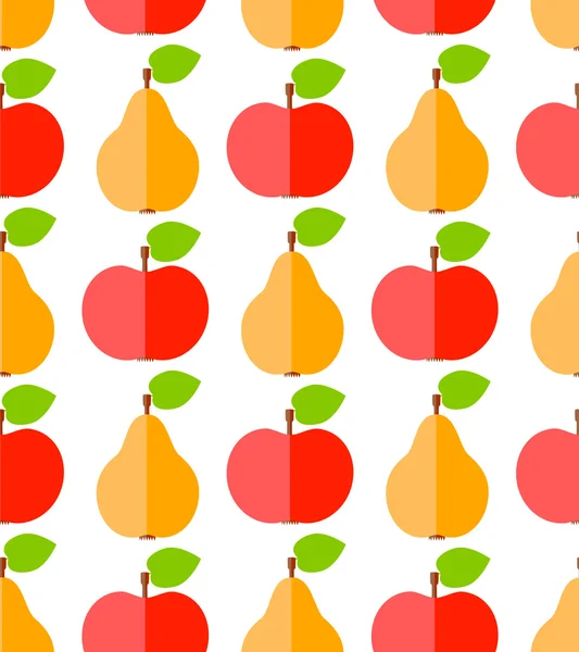 Roztomilý plochý jablek a hrušek — Stockový vektor