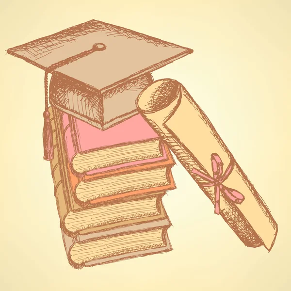 갑판 위에 모자와 파피루스 책의 스케치 — Stockvector