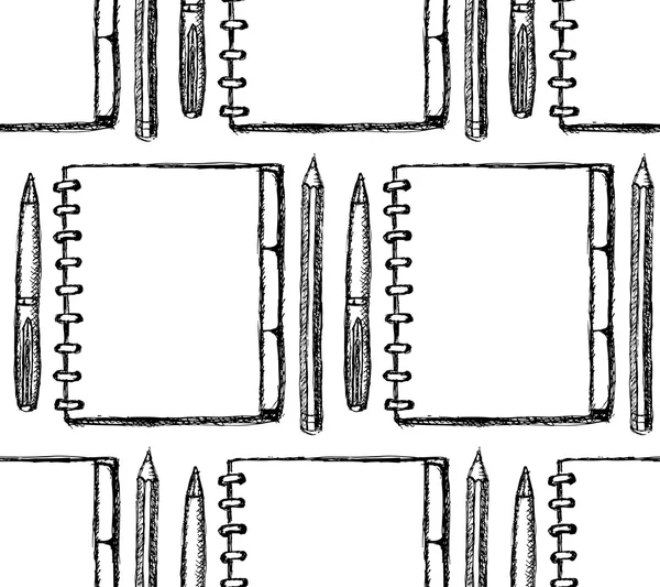 Начерк блокнота, ручка та олівець — стоковий вектор