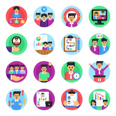 Web ve mobil uygulamalar için düz simgeler ayarlandı vektör illüstrasyonu