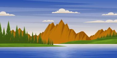 Dağları ve ormanı olan güzel bir manzara.