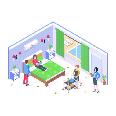 İnsanların izometrik vektör çizimi ve sağlık teması