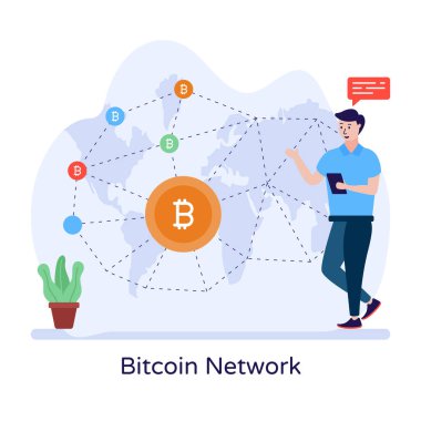 Bitcoin konsepti. vektör illüstrasyonu