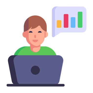 Dizüstü bilgisayarı olan adam vektör çizimi