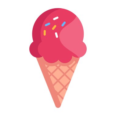 Dondurma konisi ikonu. Beyaz arkaplanda izole edilmiş çikolatalı dondurma vektör illüstrasyonunun izometriği