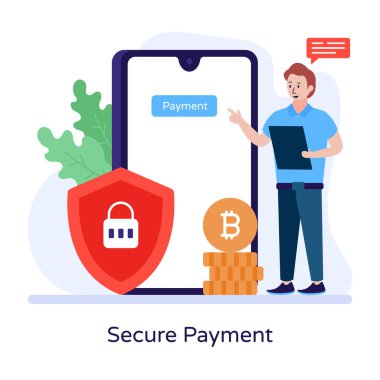 Akıllı telefonu olan ve para vektörü çizimi olan bir adam.