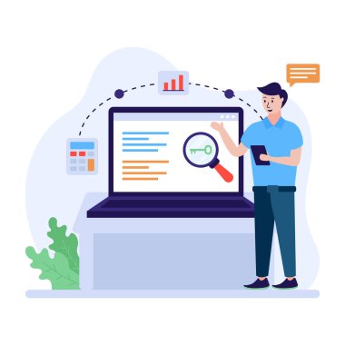 seo modern simgelerin düz tasarım vektör çizimi