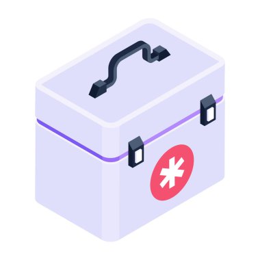 Tıbbi malzemelerin izometrik vektör illüstrasyonu 