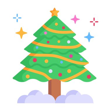 Yıldız vektör illüstrasyon tasarımlı noel ağacı