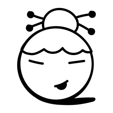 şirin Asyalı kız vektör çizimi