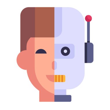 Erkek robot simgesi vektör illüstrasyonu, yüz sanatı