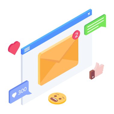 Zarf vektör illüstrasyon tasarımı içeren e- posta iletisi